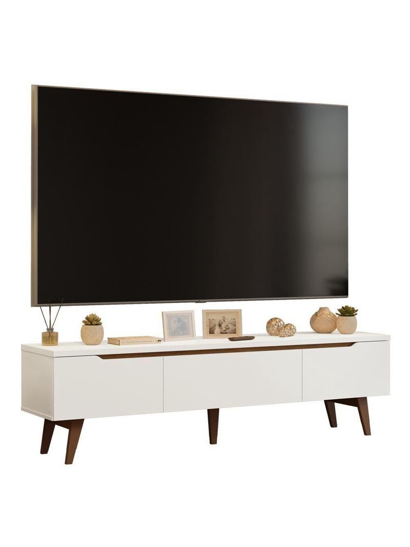 Rack Para Até 80 Polegadas 180cm 2 Portas 1 Gaveta Branco-rustic Doha Madesa