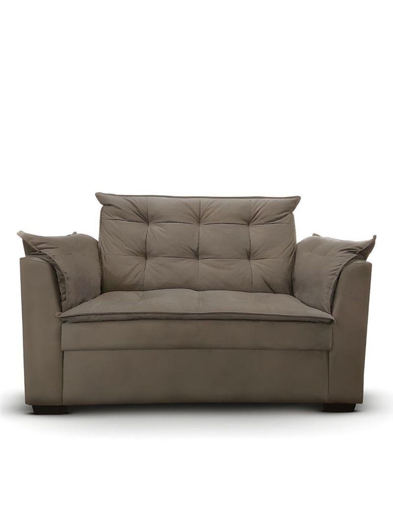 Sofá 2 Lugares Para Sala Moderno Confortável Andreia Suede bege Escuro