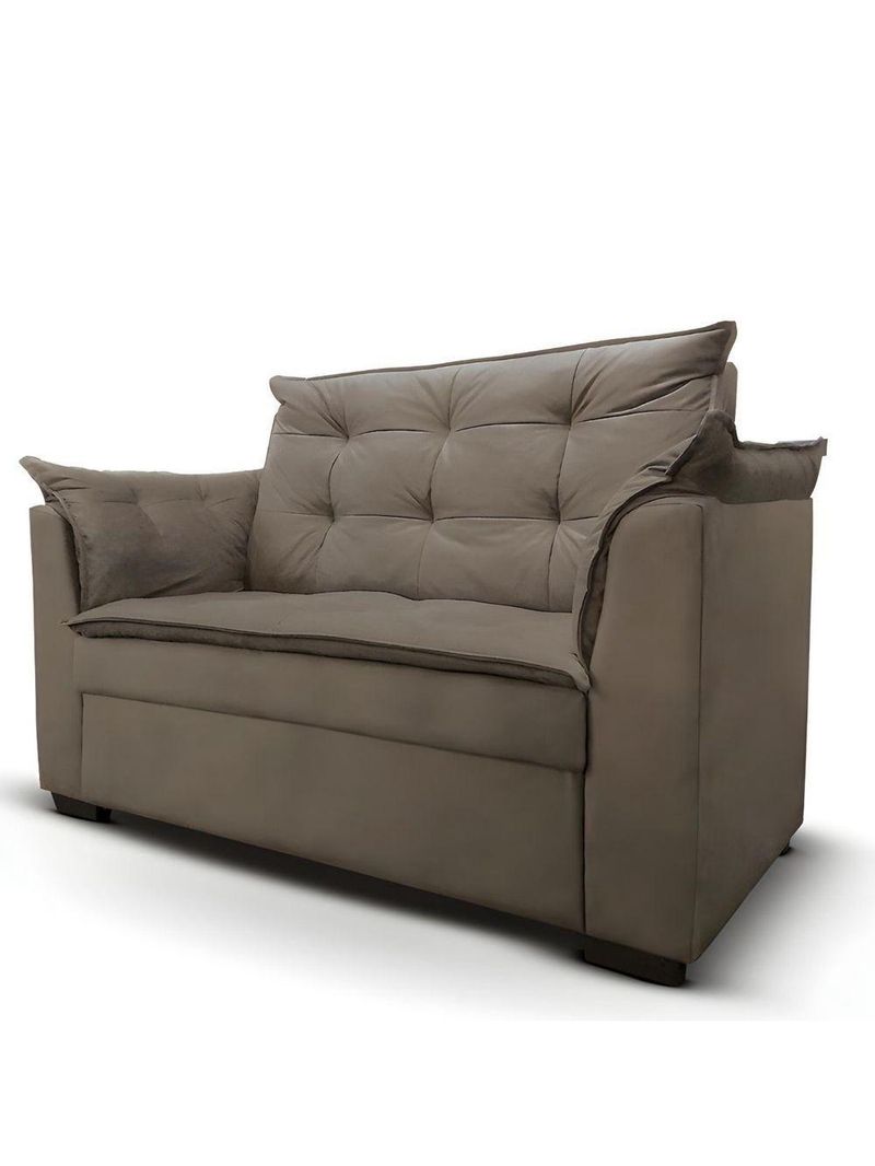 Sofá 2 Lugares Para Sala Moderno Confortável Andreia Suede bege Escuro