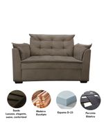 Sofá 2 Lugares Para Sala Moderno Confortável Andreia Suede bege Escuro