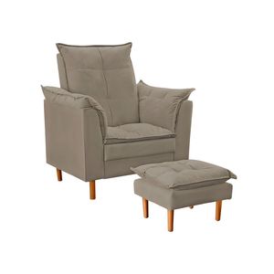 Poltrona Decorativa Sala De Estar Quarto Leitura Ibiza Suede Cor:bege Escuro
