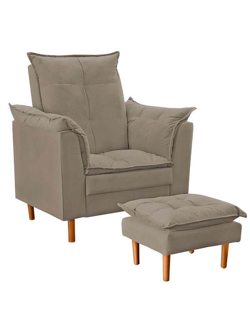 Poltrona Decorativa Sala De Estar Quarto Leitura Ibiza Suede Cor:bege Escuro