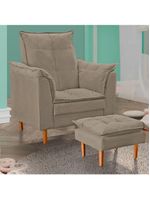 Poltrona Decorativa Sala De Estar Quarto Leitura Ibiza Suede Cor:bege Escuro