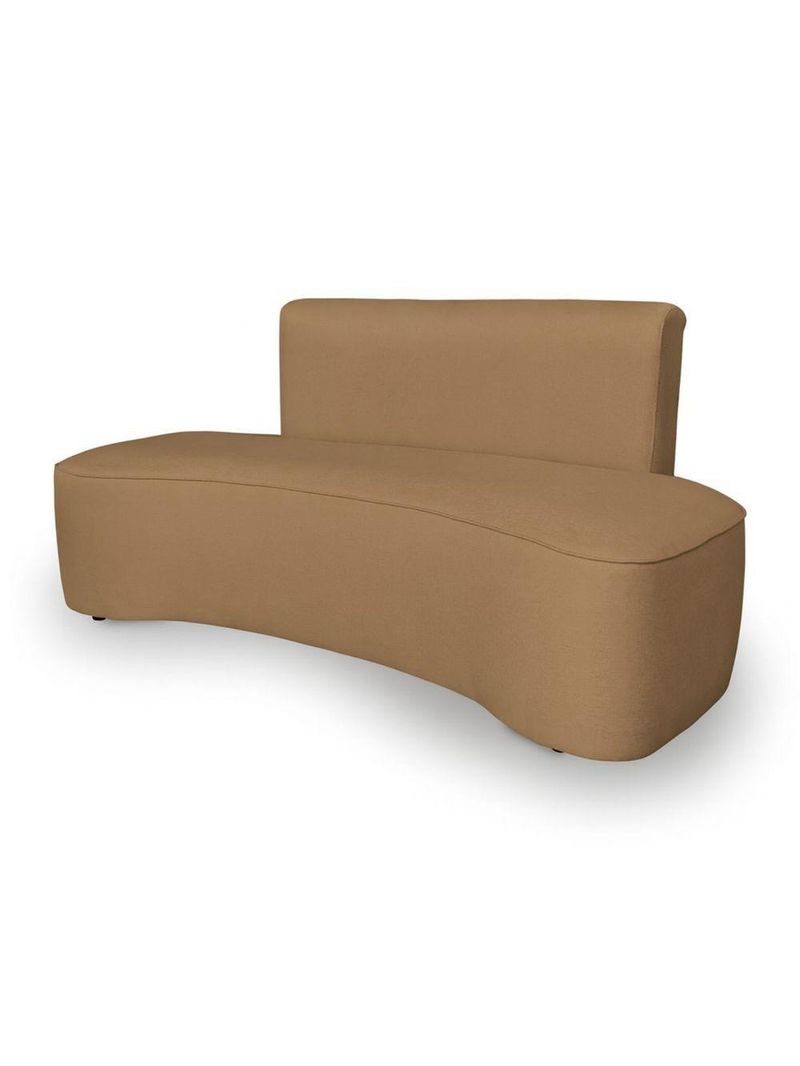 Sofá Curvo Design Orgânico Luxo Sala Contemporânea Suede Cor:capuccino