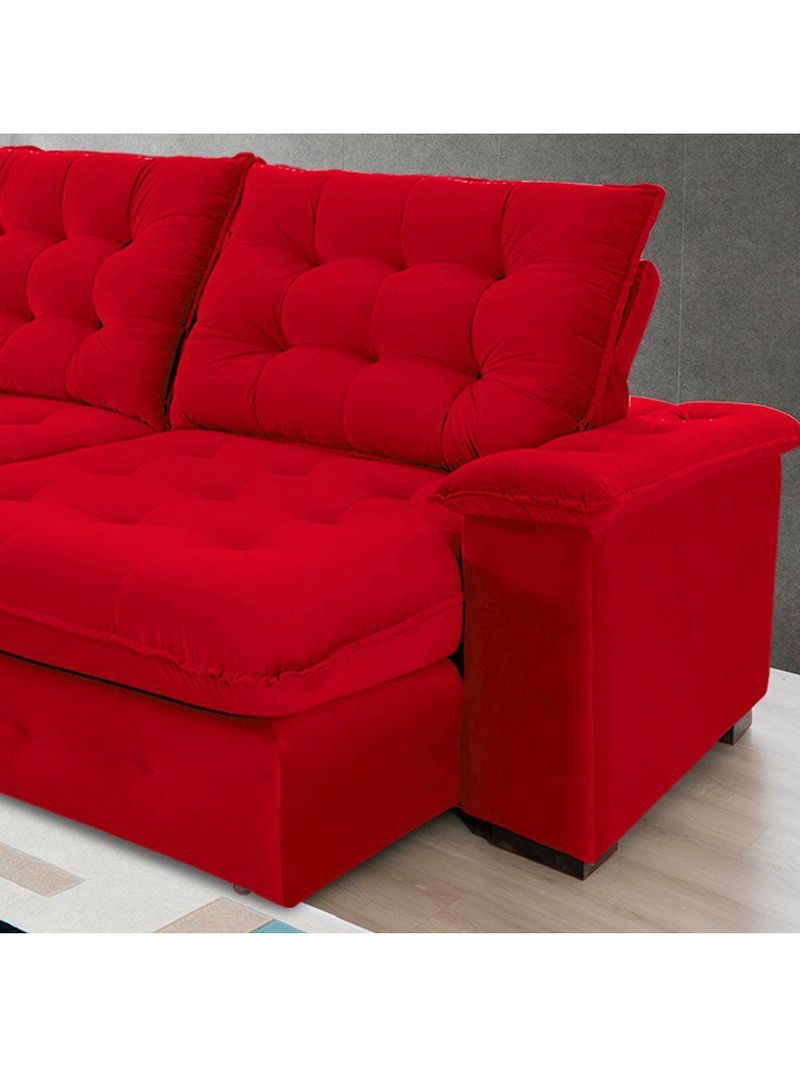 Sofá 3 Lugares Coliseu 230m Retrátil E Reclinável Super Pillow - Vermelho