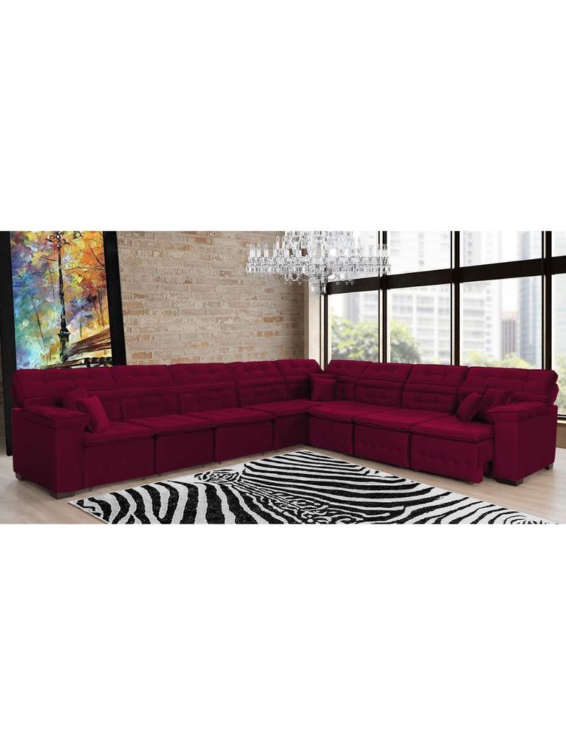 Sofá Magno 457x377m De Canto, Retrátil E Reclinável Vinho