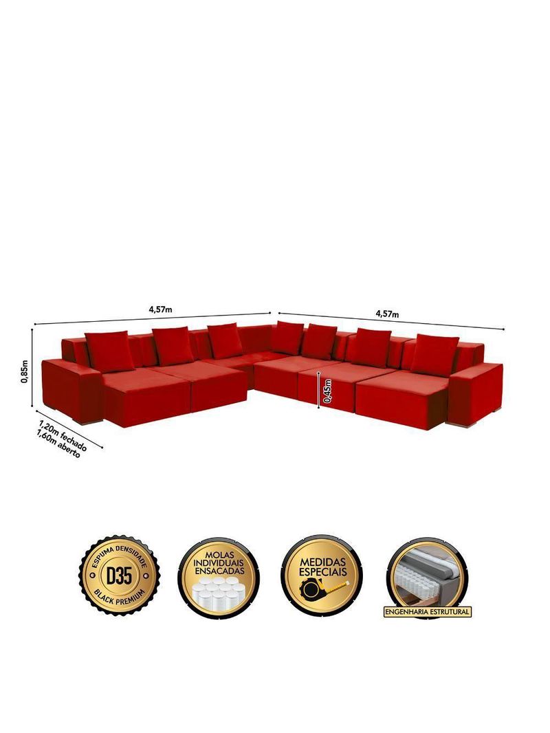 Sofá De Canto Dubai 4,57x4,57m-verme