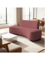 Sofá Curvo Design Orgânico Luxo Sala Contemporânea Suede Cor:rose