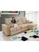 Sofá Coliseu 290m Retrátil E Reclinável Super Pillow Bege