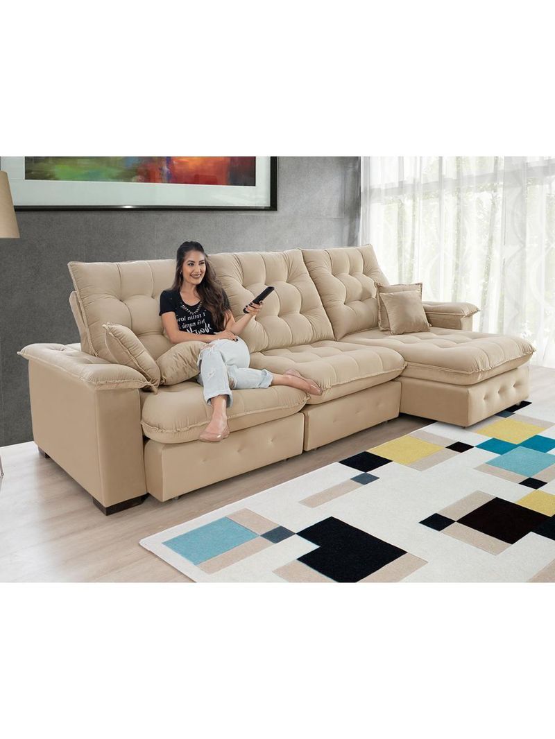Sofá Coliseu 290m Retrátil E Reclinável Super Pillow Bege