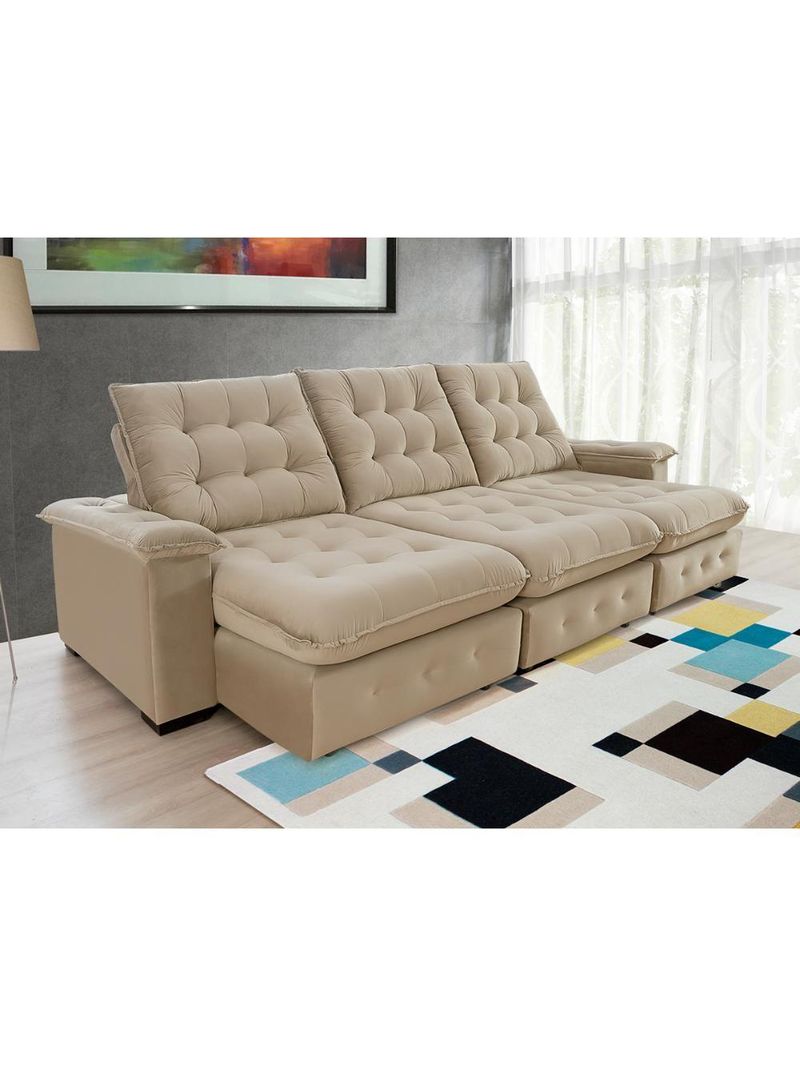 Sofá Coliseu 290m Retrátil E Reclinável Super Pillow Bege