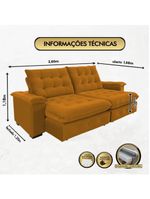 Sofá 4 Lugares Coliseu 260m Retrátil E Reclinável Super Pillow - Terra