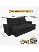 Sofá Coliseu 200m Retrátil E Reclinável Super Pillow Preto