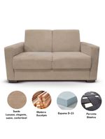 Sofá Estofado 2 Lugares Sala Estar Recepção Sofia Suede Bege