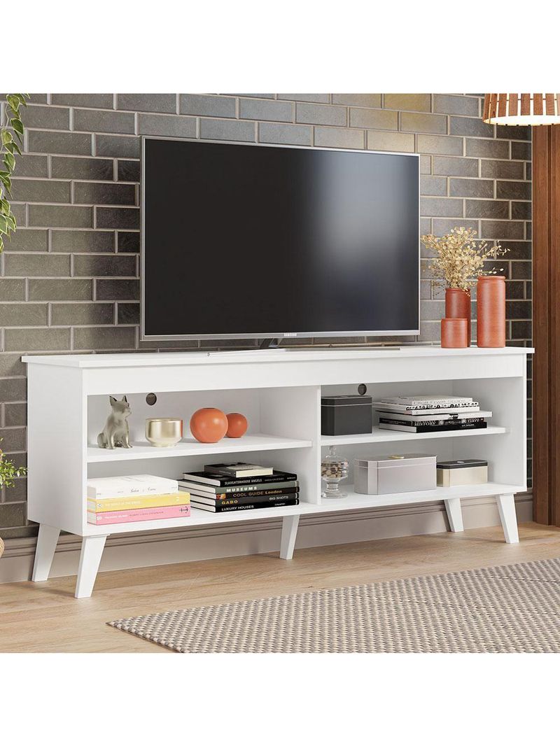 Rack P/ Até 65 Polegadas Com Pés Branco Turim Madesa