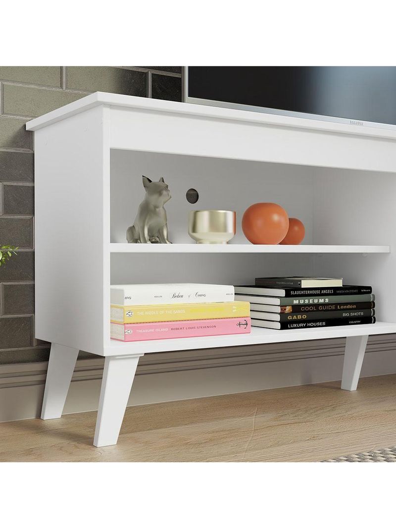Rack P/ Até 65 Polegadas Com Pés Branco Turim Madesa