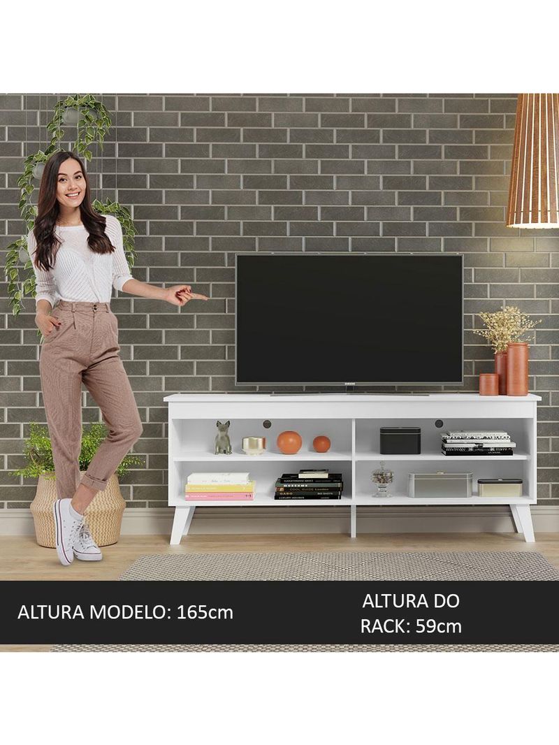 Rack P/ Até 65 Polegadas Com Pés Branco Turim Madesa