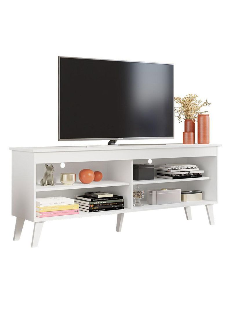 Rack P/ Até 65 Polegadas Com Pés Branco Turim Madesa