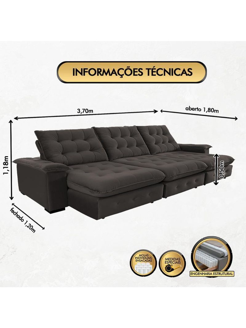 Sofá Coliseu Super Pillow 3,70m Marrom