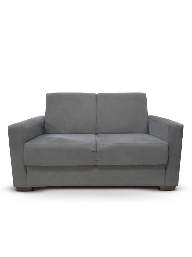 Sofá Estofado 2 Lugares Sala Estar Recepção Raíssa Suede Cinza