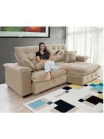 Sofá Coliseu 200m Retrátil E Reclinável Super Pillow Bege