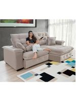 Sofá Coliseu 200m Retrátil E Reclinável Super Pillow Bege