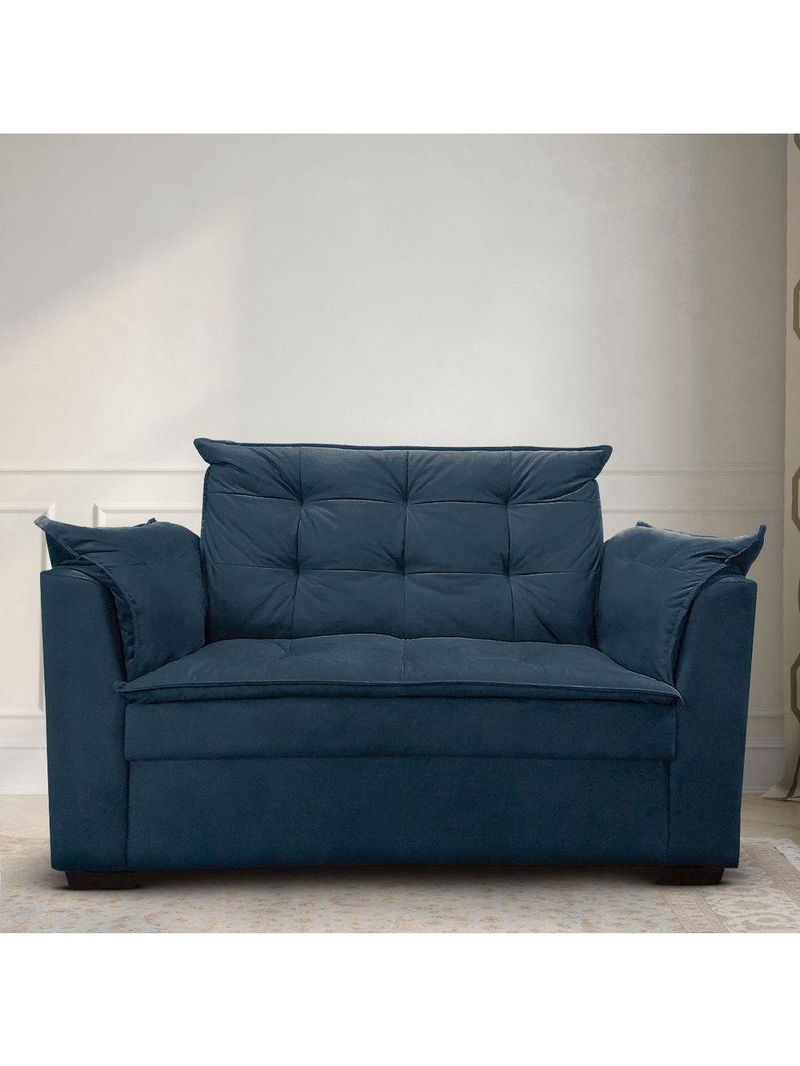 Sofá 2 Lugares Para Sala Moderno Confortável Aurora Suede Azul Marinho
