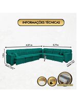 Sofá Magno 457x377m De Canto, Retrátil E Reclinável Verde