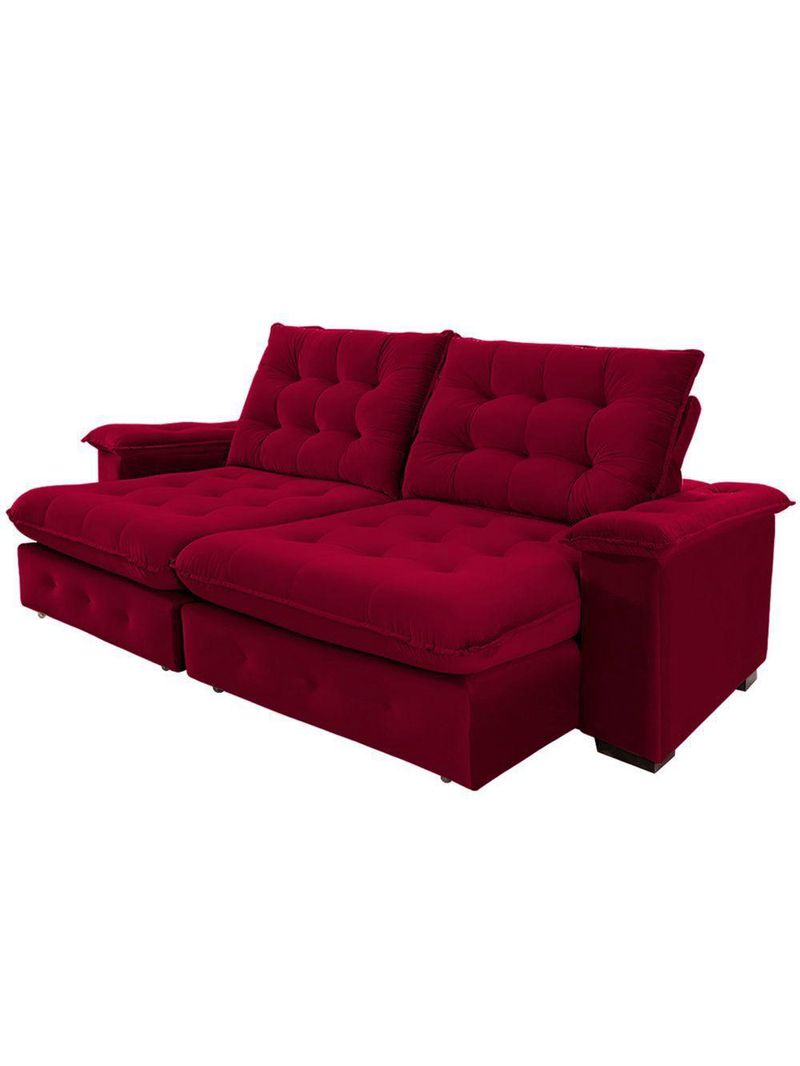 Sofá 3 Lugares Coliseu 200m Retrátil E Reclinável Super Pillow - Vinho