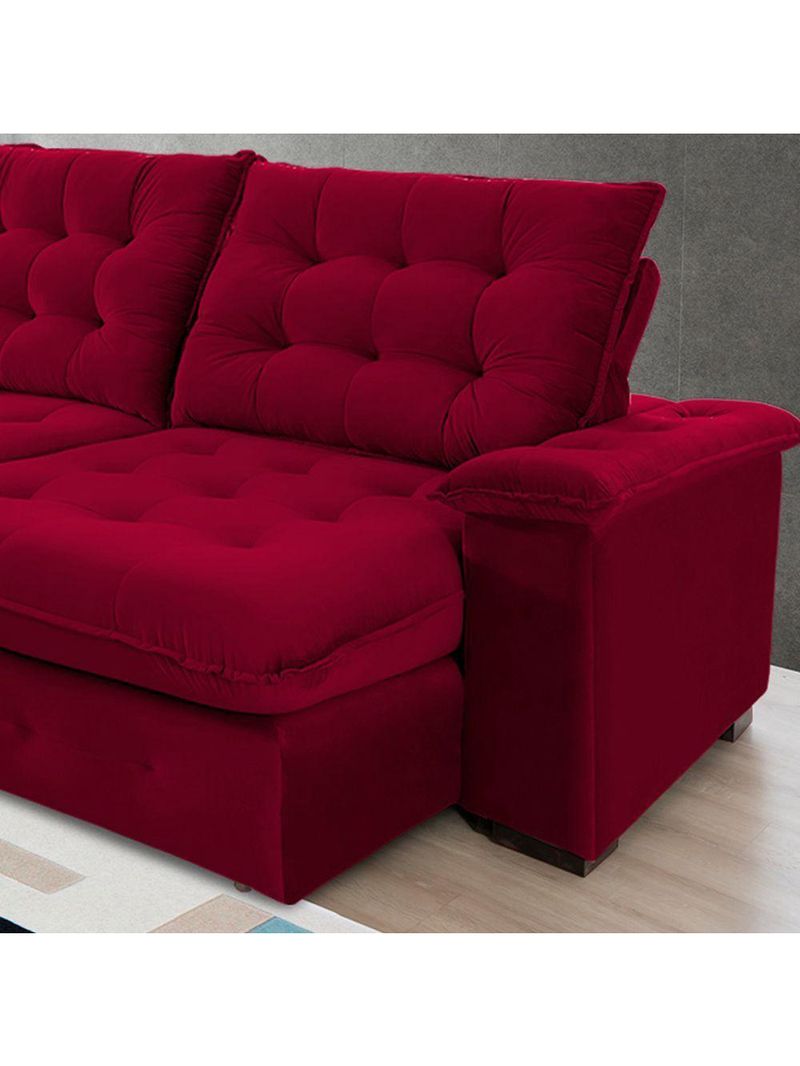 Sofá 3 Lugares Coliseu 200m Retrátil E Reclinável Super Pillow - Vinho