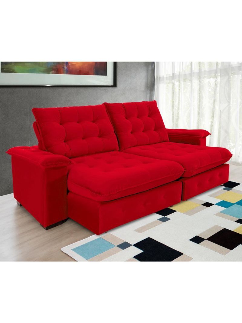 Sofá Coliseu 230m Retrátil E Reclinável Super Pillow Vermelho