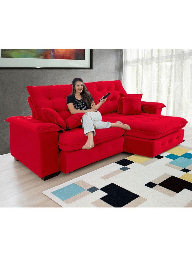 Sofá Coliseu 230m Retrátil E Reclinável Super Pillow Vermelho