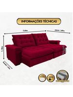 Sofá Coliseu 260m Retrátil E Reclinável Super Pillow Vinho