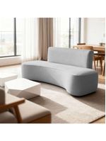 Sofá Curvo Design Orgânico Luxo Sala Contemporânea Suede Cor:cinza