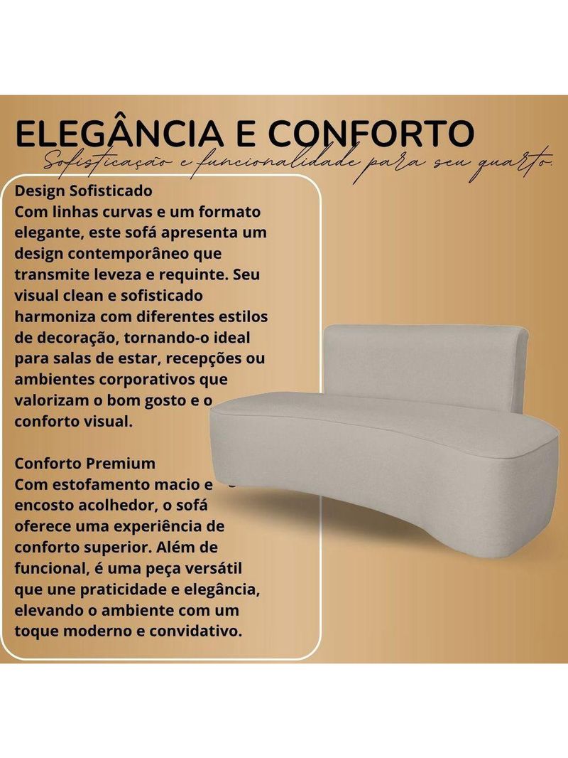 Sofá Curvo Design Orgânico Luxo Sala Contemporânea Suede Cor:cinza