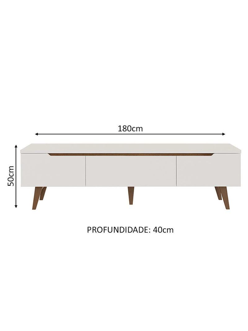Rack Para Até 80 Polegadas 180cm 2 Portas 1 Gaveta Branco-rustic Toronto Madesa