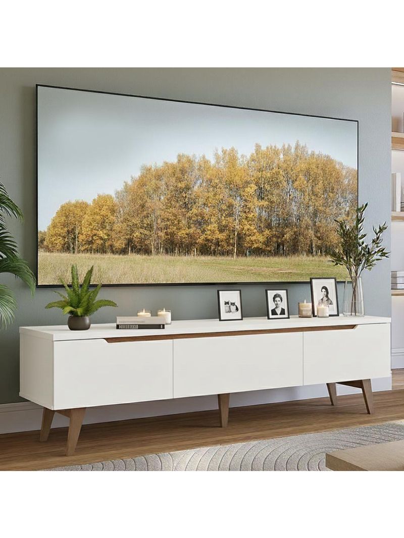 Rack Para Até 80 Polegadas 180cm 2 Portas 1 Gaveta Branco-rustic Toronto Madesa