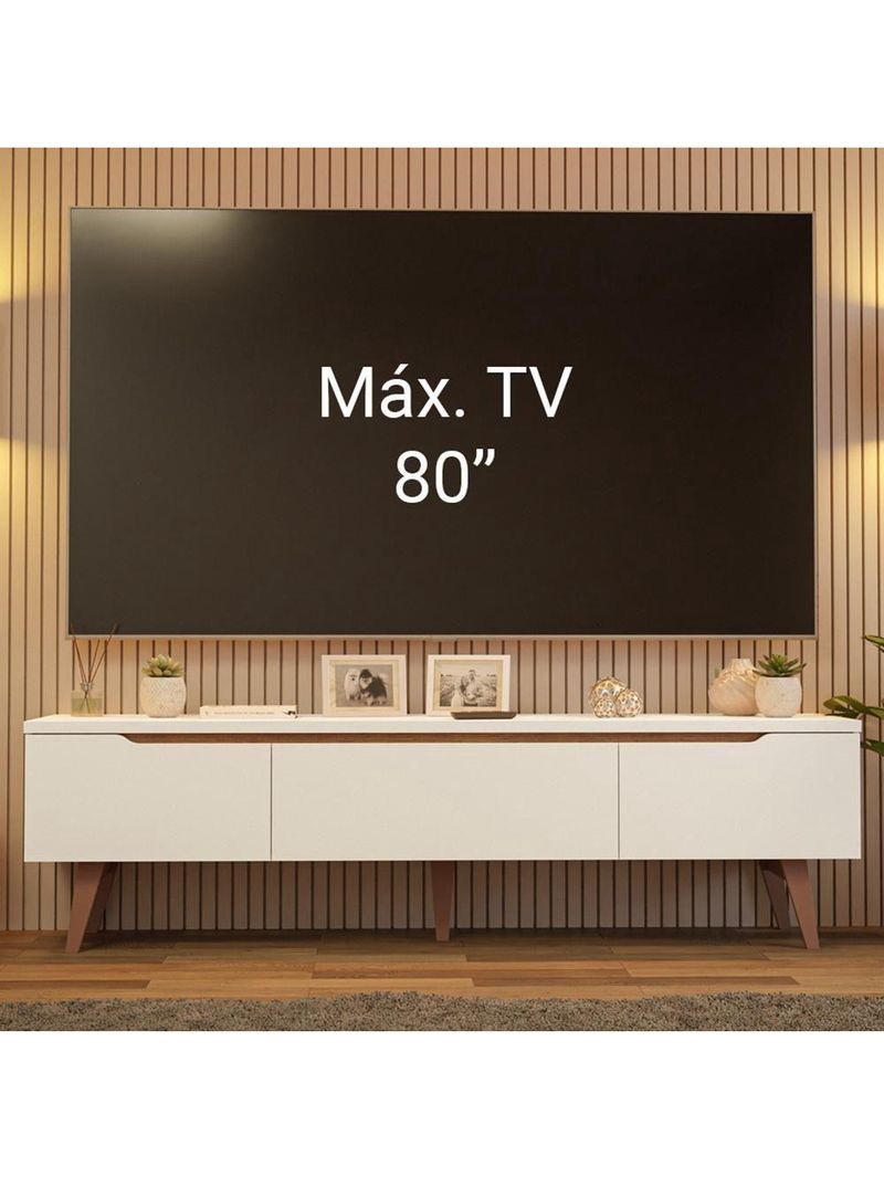 Rack Para Até 80 Polegadas 180cm 2 Portas 1 Gaveta Branco-rustic Toronto Madesa