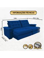 Sofá Coliseu 260m Retrátil E Reclinável Super Pillow Azul