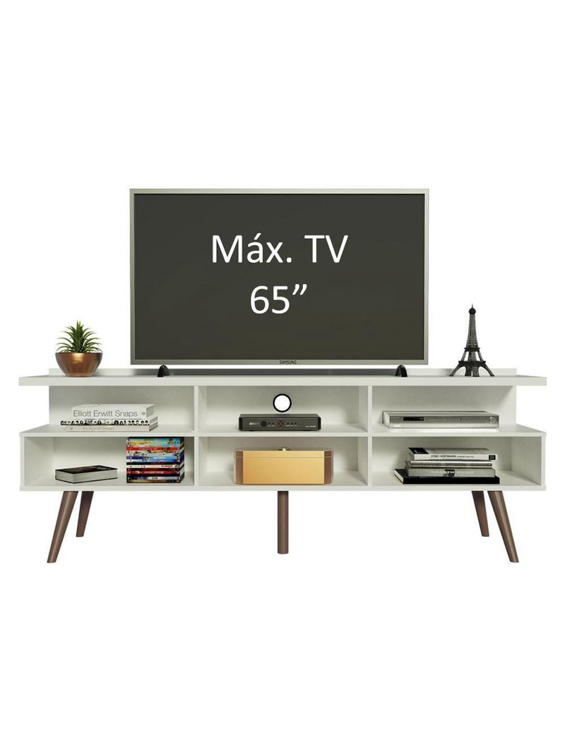 Rack Para Até 65 Polegadas Madesa Londres Com Pés Retro - Branco