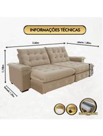 Sofá Coliseu 260m Retrátil E Reclinável Super Pillow Bege
