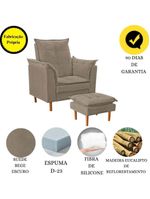 Poltrona De Amamentação Com Puff Quarto Bebê Angelina Suede Cor:bege Escuro