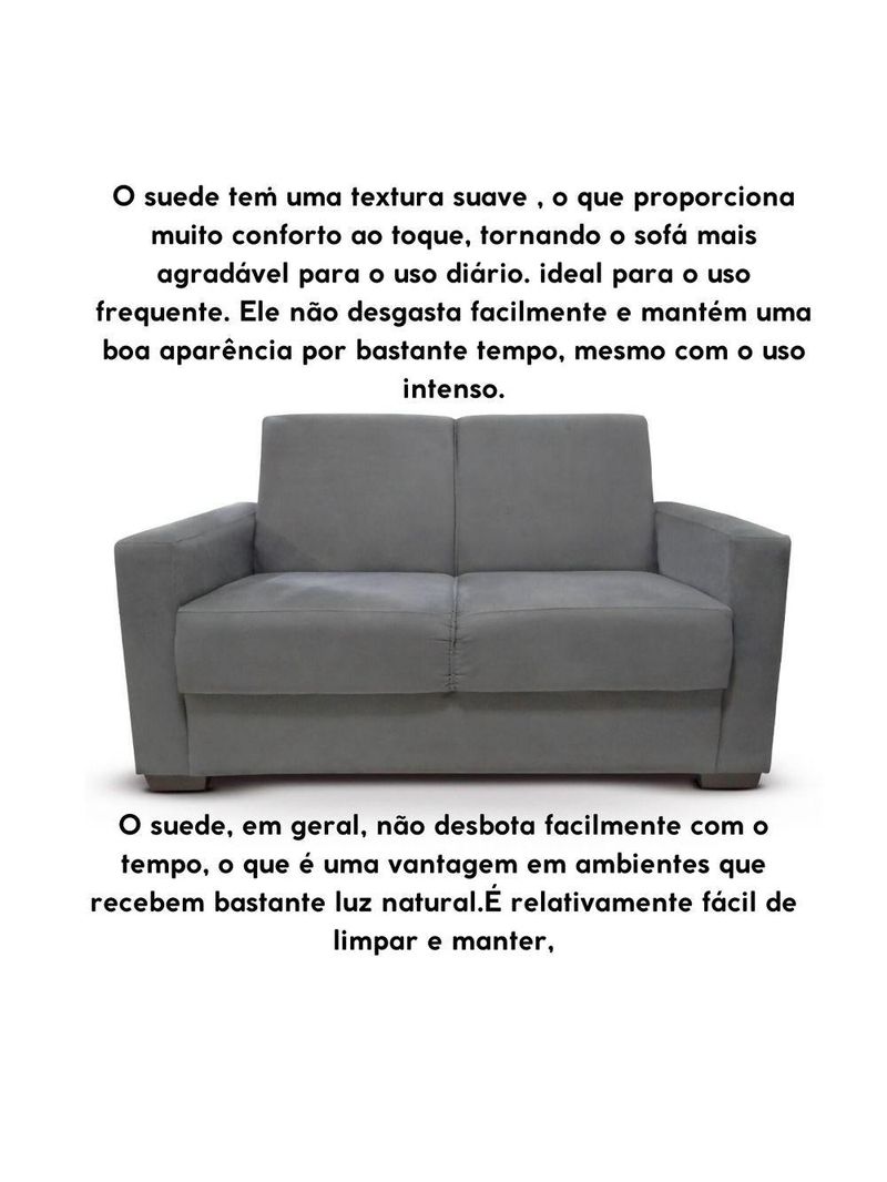 Sofá Estofado 2 Lugares Sala Estar Recepção Paloma Suede Cinza