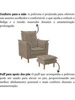 Poltrona De Amamentação Com Puff Quarto Bebê Angelina Suede Cor:bege Escuro