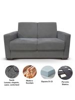 Sofá Estofado 2 Lugares Sala Estar Recepção Paloma Suede Cinza