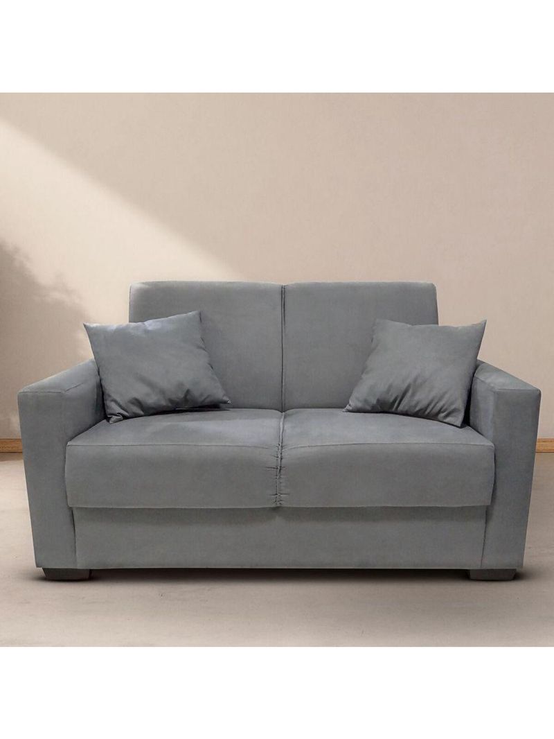 Sofá Estofado 2 Lugares Sala Estar Recepção Paloma Suede Cinza