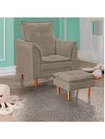 Poltrona De Amamentação Com Puff Quarto Bebê Angelina Suede Cor:bege Escuro