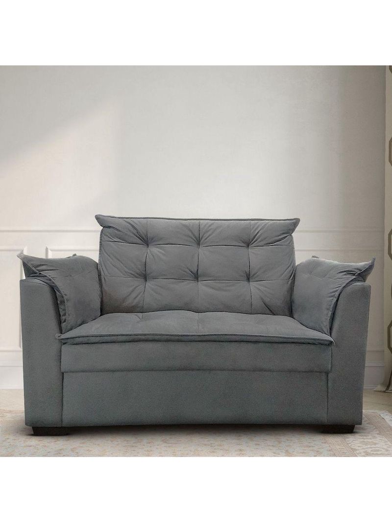 Sofá 2 Lugares Para Sala Moderno Confortável Elegance Suede cinza