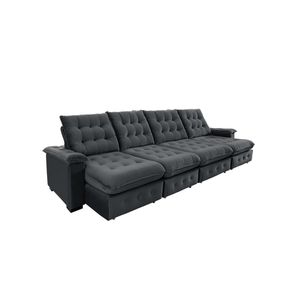 Sofá Coliseu 4.00m Retrátil E Reclinável Super Pillow - Chumbo