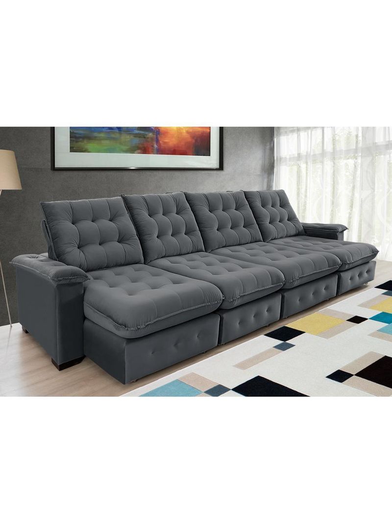 Sofá Coliseu 400m Retrátil E Reclinável Super Pillow Chumbo
